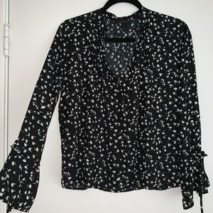 Jcrew black and white floral blouse